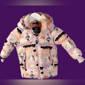 Reima Pink Moomin Patterned Hooded Puffer Jacket